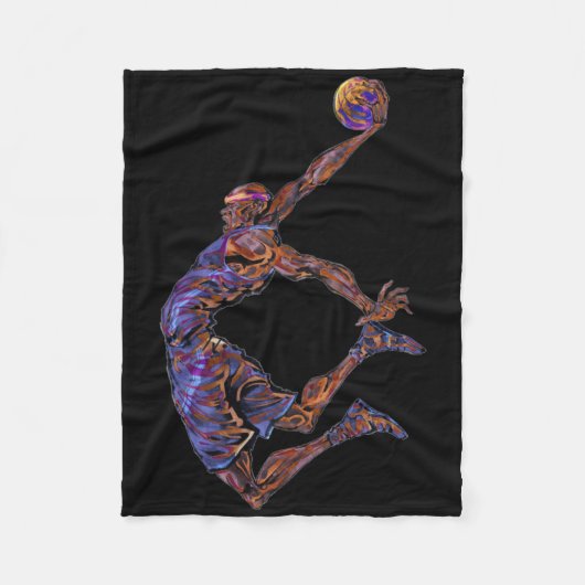 Basketball Player Slam Dunk Fleece Deken (Voorkant)