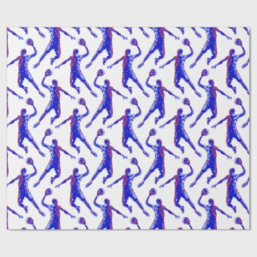 Basketball Player Slam Dunk, Red en Blue Design Cadeaupapier (Vlak)