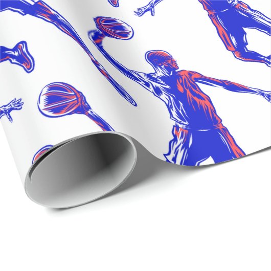 Basketball Player Slam Dunk, Red en Blue Design Cadeaupapier (Rol Hoek)