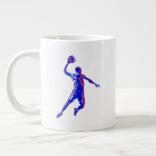 Basketball Player Slam Dunk, Red en Blue Design Grote Koffiekop