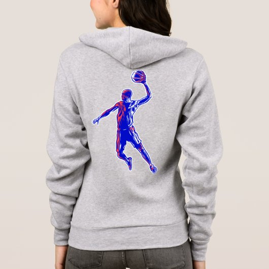 Basketball Player Slam Dunk, Red en Blue Design Hoodie (Achterkant)