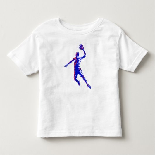Basketball Player Slam Dunk, Red en Blue Design Kinder Shirts (Voorkant)