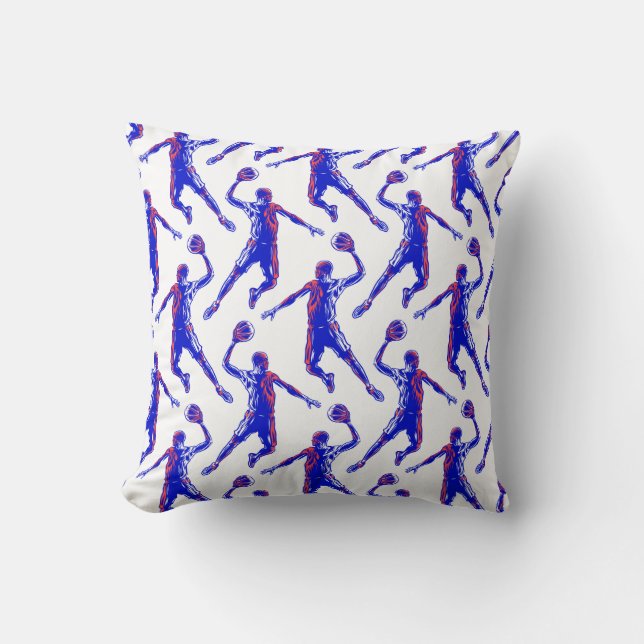 Basketball Player Slam Dunk, Red en Blue Design Kussen (Voorkant)