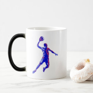 Basketball Player Slam Dunk, Red en Blue Design Magische Mok