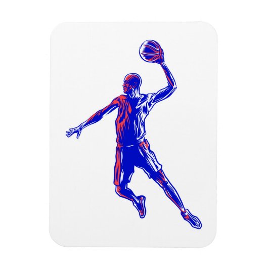 Basketball Player Slam Dunk, Red en Blue Design Magneet (Verticaal)