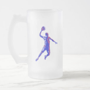 Basketball Player Slam Dunk, Red en Blue Design Matglas Bierpul