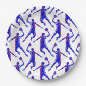 Basketball Player Slam Dunk, Red en Blue Design Papieren Bordje (Voorkant)