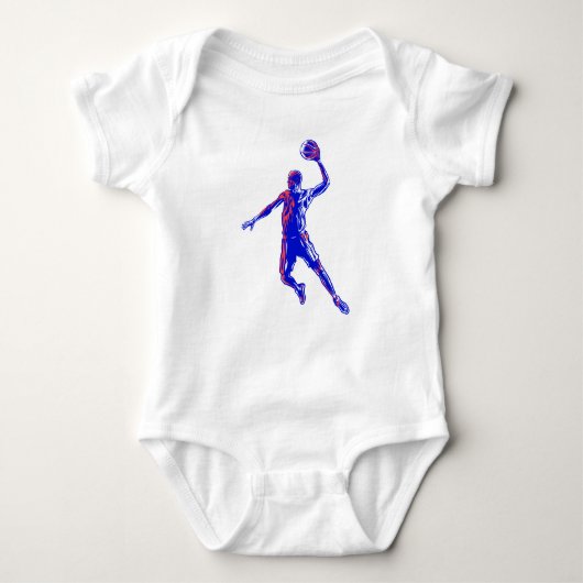 Basketball Player Slam Dunk, Red en Blue Design Romper (Voorkant)