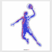 Basketball Player Slam Dunk, Red en Blue Design Sticker (Vel)