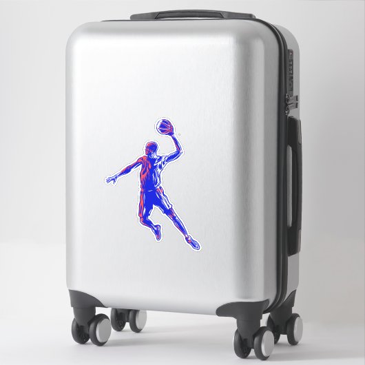 Basketball Player Slam Dunk, Red en Blue Design Sticker (Koffer)