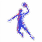 Basketball Player Slam Dunk, Red en Blue Design Sticker (Voorkant)