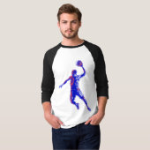 Basketball Player Slam Dunk, Red en Blue Design T-shirt (Voorkant volledig)