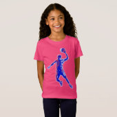 Basketball Player Slam Dunk, Red en Blue Design T-shirt (Voorkant volledig)
