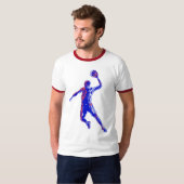 Basketball Player Slam Dunk, Red en Blue Design T-shirt (Voorkant volledig)