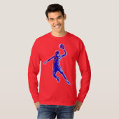 Basketball Player Slam Dunk, Red en Blue Design T-shirt (Voorkant volledig)