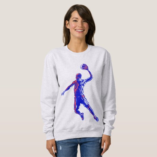 Basketball Player Slam Dunk, Red en Blue Design Trui (Voorkant volledig)