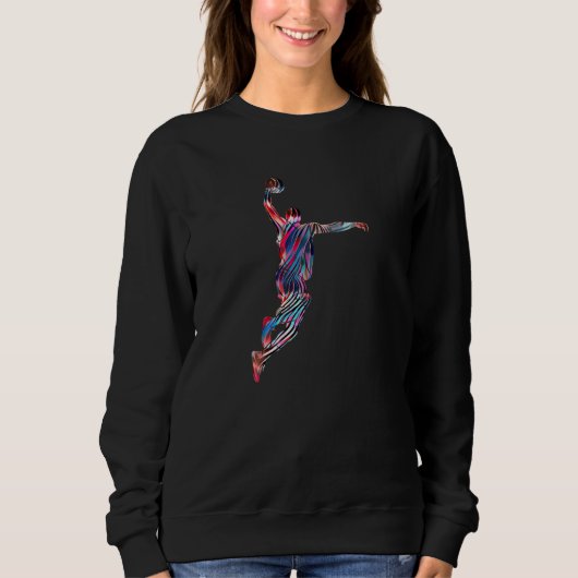 Basketball Player Slam Dunk Red Fractal Abstract S Trui (Voorkant)