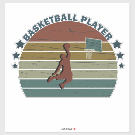 basketball player slam dunk retro sunset sticker (Vel)