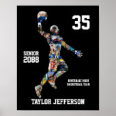 Basketball Player Sports Photo Collage Senior Poster (Voorkant)
