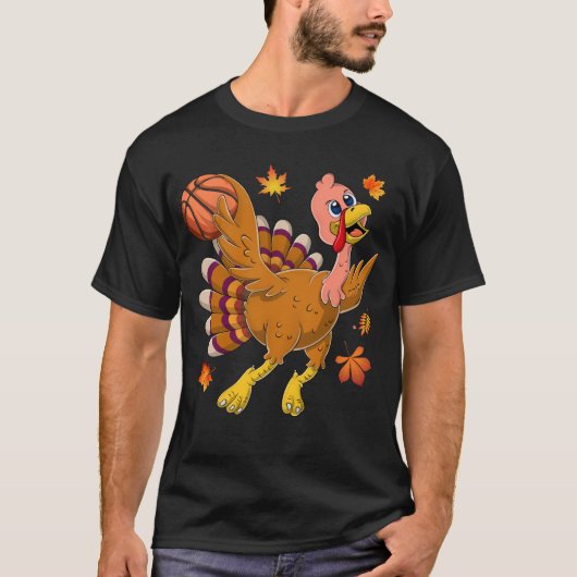 Basketball Player Turkey Day Funny Thanksgiving T-shirt (Voorkant)