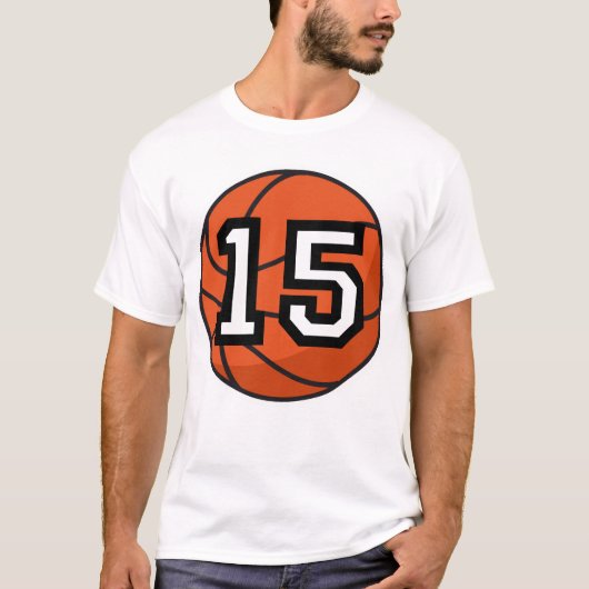 Basketball Player Uniform Number 15 Cadeau T-shirt (Voorkant)