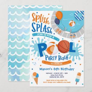 Basketball Pool Splish Splash Pool Birthday Kaart