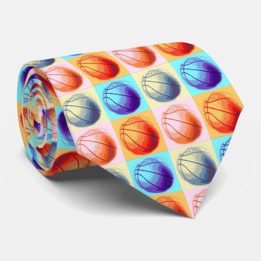 Basketball Pop Art Stropdas (Opgerold)