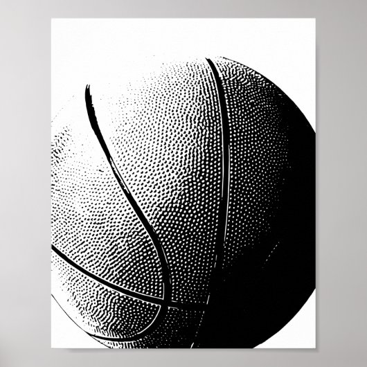 Basketball Poster Black White Sports Print (Voorkant)