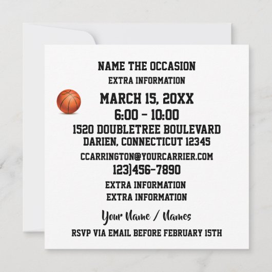 Basketball - Pot Luck - Gathering Uitnodiging (Achterkant)