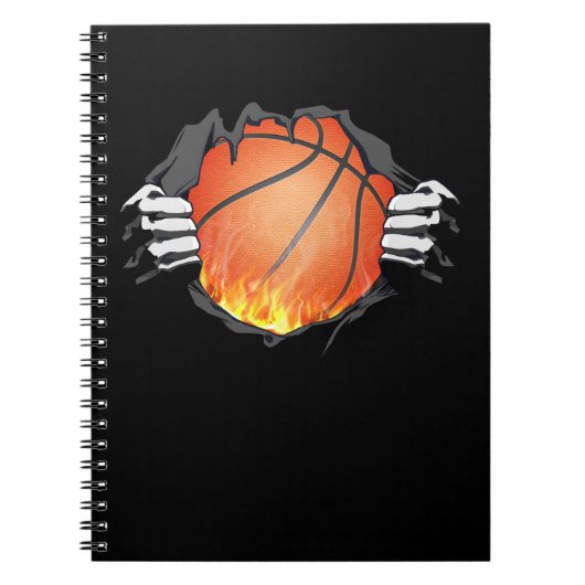 Basketball Power Burning Flames Sports Lover Notitieboek (Voorkant)