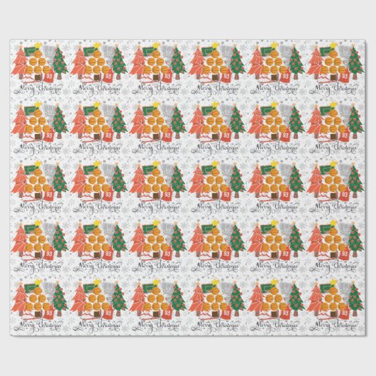 Basketball Prettige feestdagen met kerstboom Cadeaupapier (Vlak)