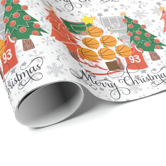 Basketball Prettige feestdagen met kerstboom Cadeaupapier (Rol Hoek)