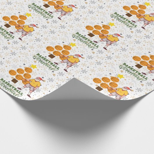 Basketball Prettige feestdagen met kerstboom WR Cadeaupapier (Hoek)