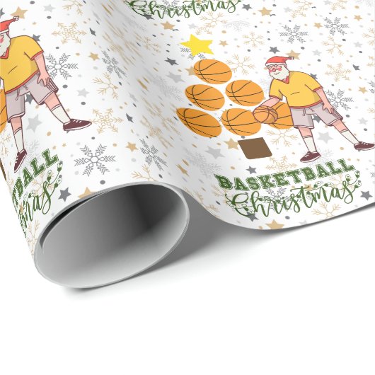 Basketball Prettige feestdagen met kerstboom WR Cadeaupapier (Rol Hoek)