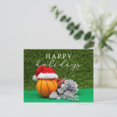 Basketball Prettige feestdagen met kogel voor spel (Staand voorkant)