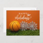 Basketball Prettige feestdagen met kogel voor spel Briefkaart (Voorkant / Achterkant)