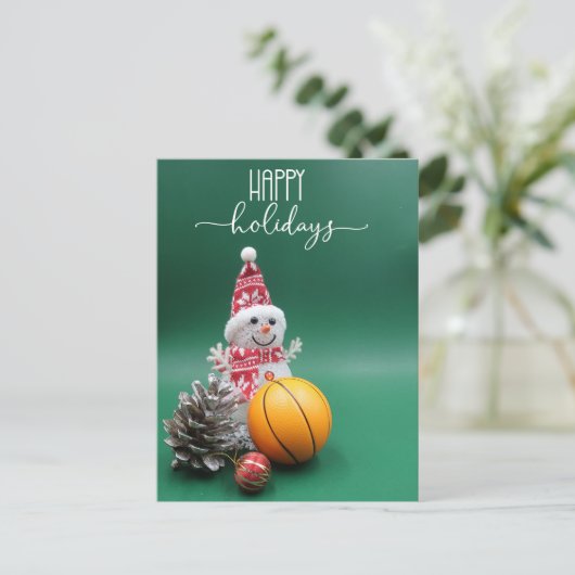 Basketball Prettige feestdagen met Snowman voor Pl (Staand voorkant)