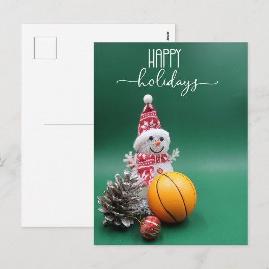 Basketball Prettige feestdagen met Snowman voor Pl (Voorkant / Achterkant)