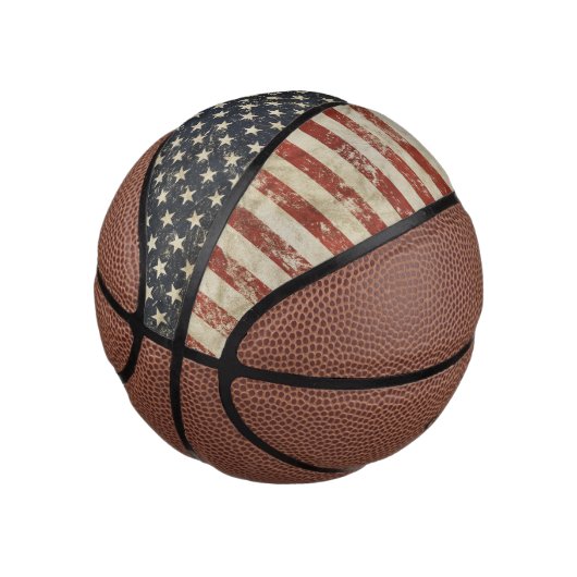 Basketball print met grunge USA vlag Mini Basketbal (Schuin)