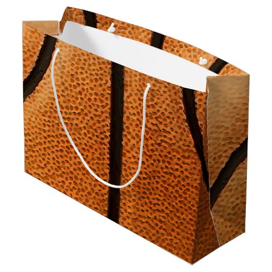 Basketball Print Pattern Achtergrond Large Cadeautasje (Achterkant Gekanteld)