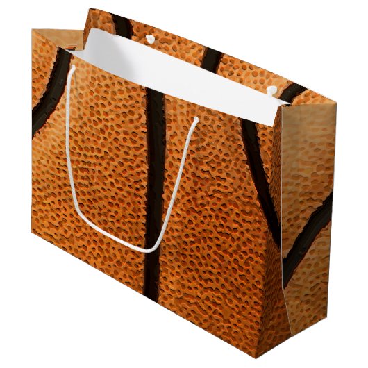 Basketball Print Pattern Achtergrond Large Cadeautasje (Voorkant Gekanteld)