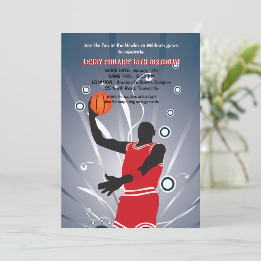 Basketball Pro Uitnodiging (Staand voorkant)