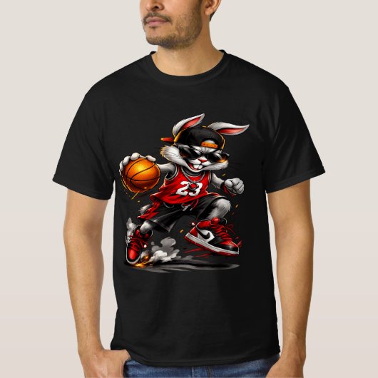 Basketball Rabbit Street Style Graphic T-Shirt  (Voorkant)