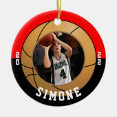Basketball Red Black Team Colors Keramisch Ornament (Voorkant)