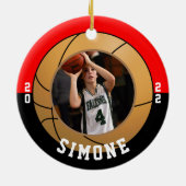 Basketball Red Black Team Colors Keramisch Ornament (Achterkant)