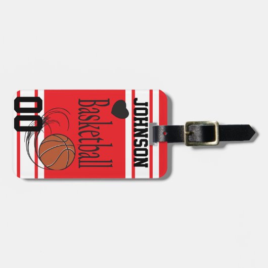 Basketball Red en White aanpassen Bagagelabel (Voorkant horizontaal)
