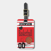 Basketball Red en White aanpassen Bagagelabel (Voorkant verticaal)