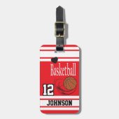 Basketball Red en White Bagagelabel (Voorkant verticaal)