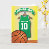 Basketball Red Jersey Sports Custom Birthday Kaart (Gele Bloem)