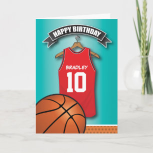 Basketball Red Jersey Sports Custom Birthday Kaart